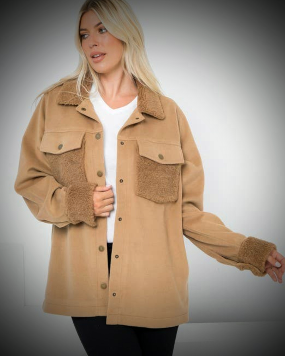 Stoosh Premium Label Shacket Sherpa Detail