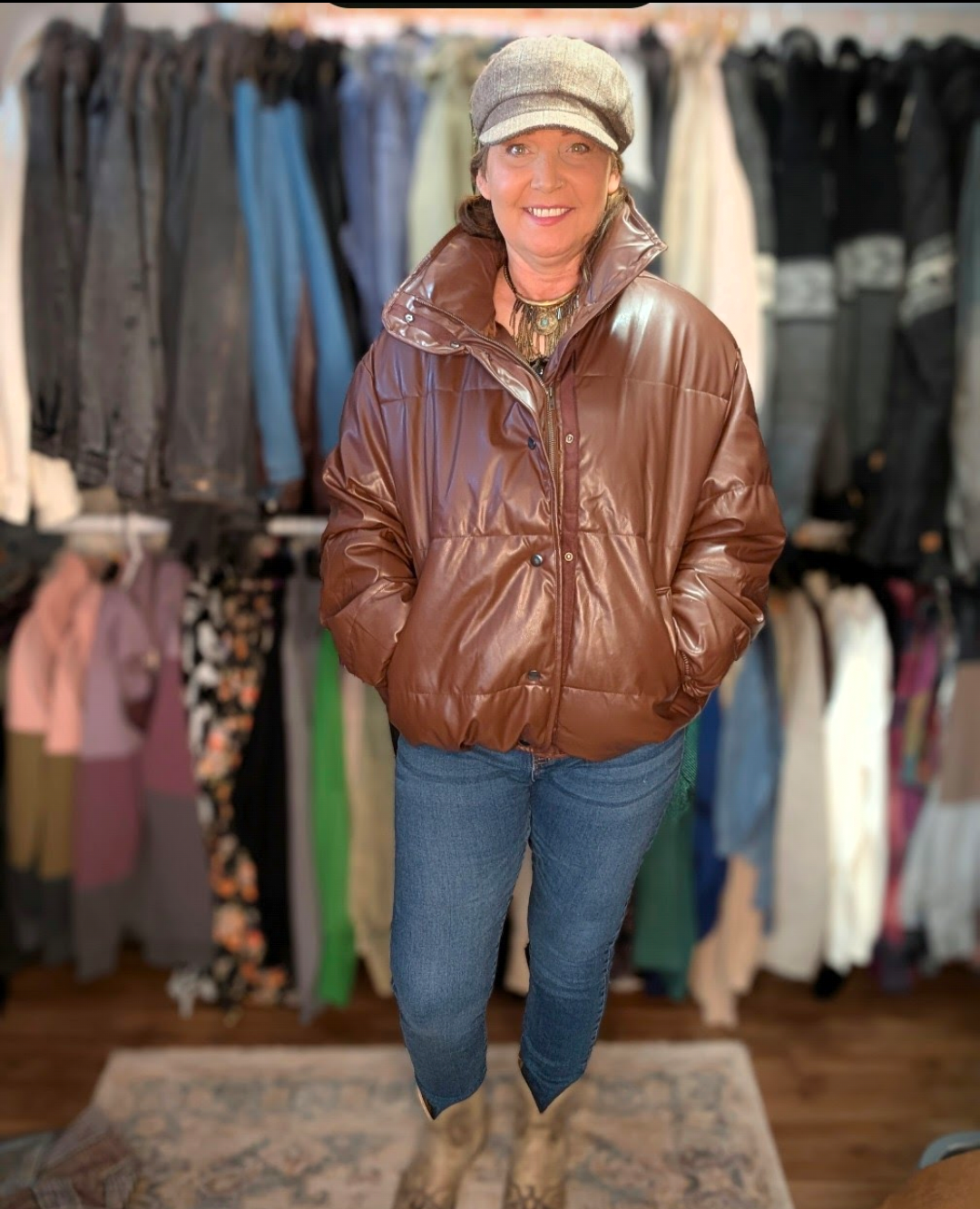 Zen Vegan Leather Puffer Jacket