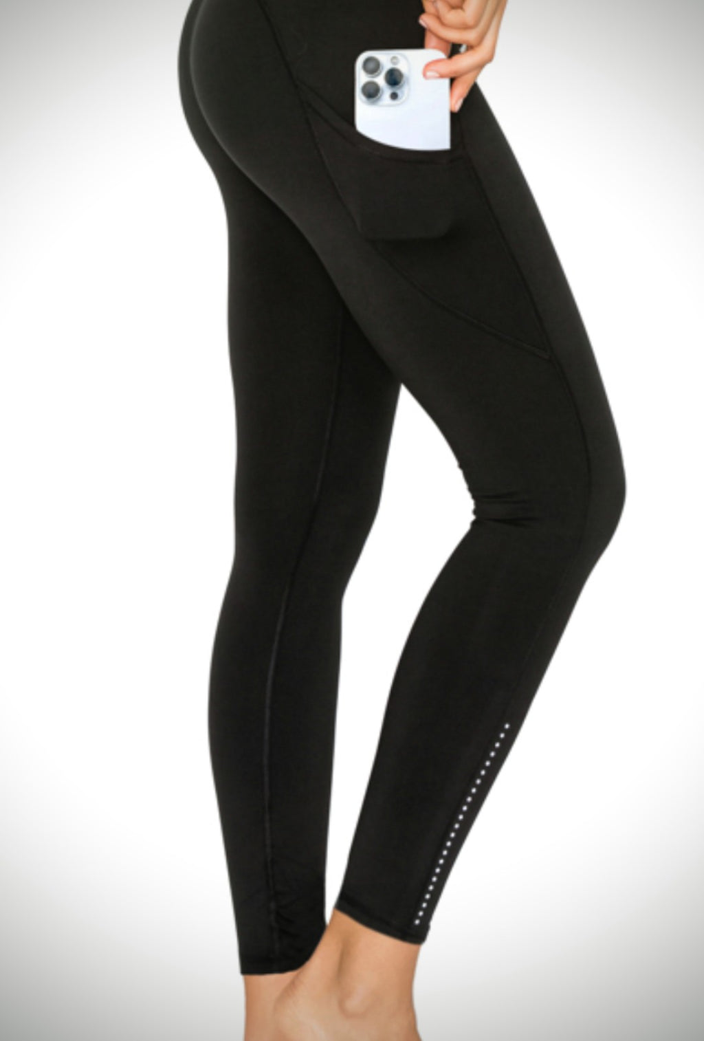 Athletic reflective leg pocket legging - medium