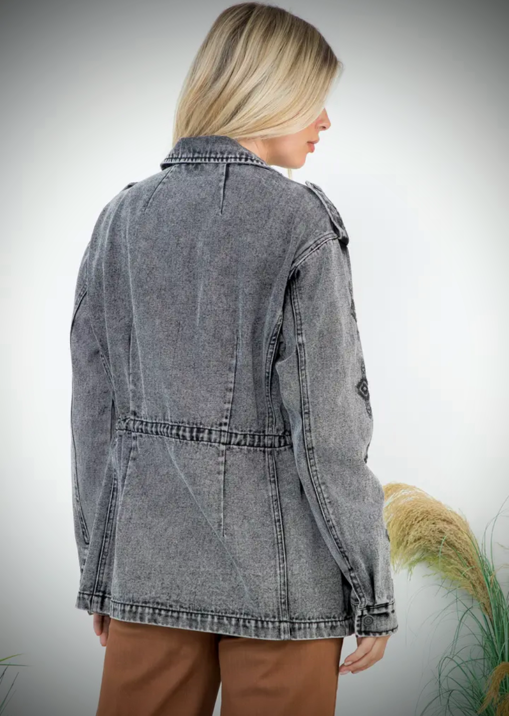 Stoosh Premium Label Embroidered Denim Anorak Jacket