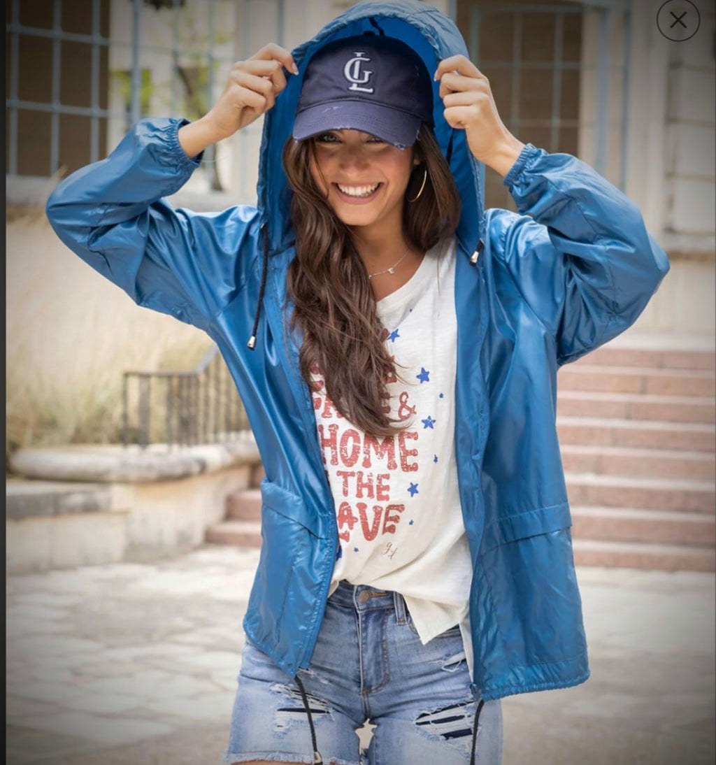 Grace & Lace Packable Rain jacket - Blue - Small