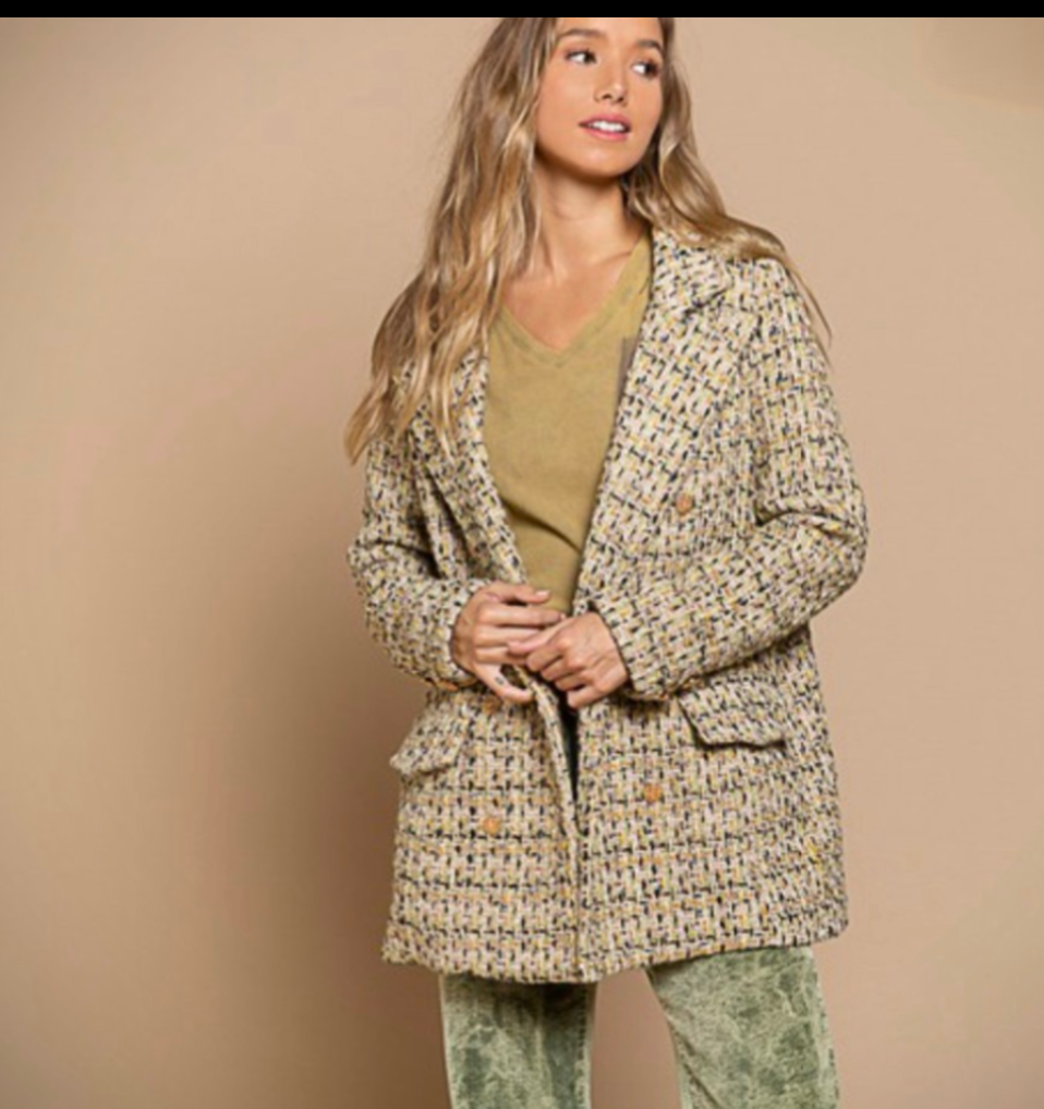 POL Brand Dried Banana Tweed Jacket