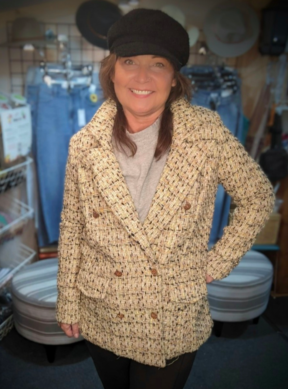 POL Brand Dried Banana Tweed Jacket