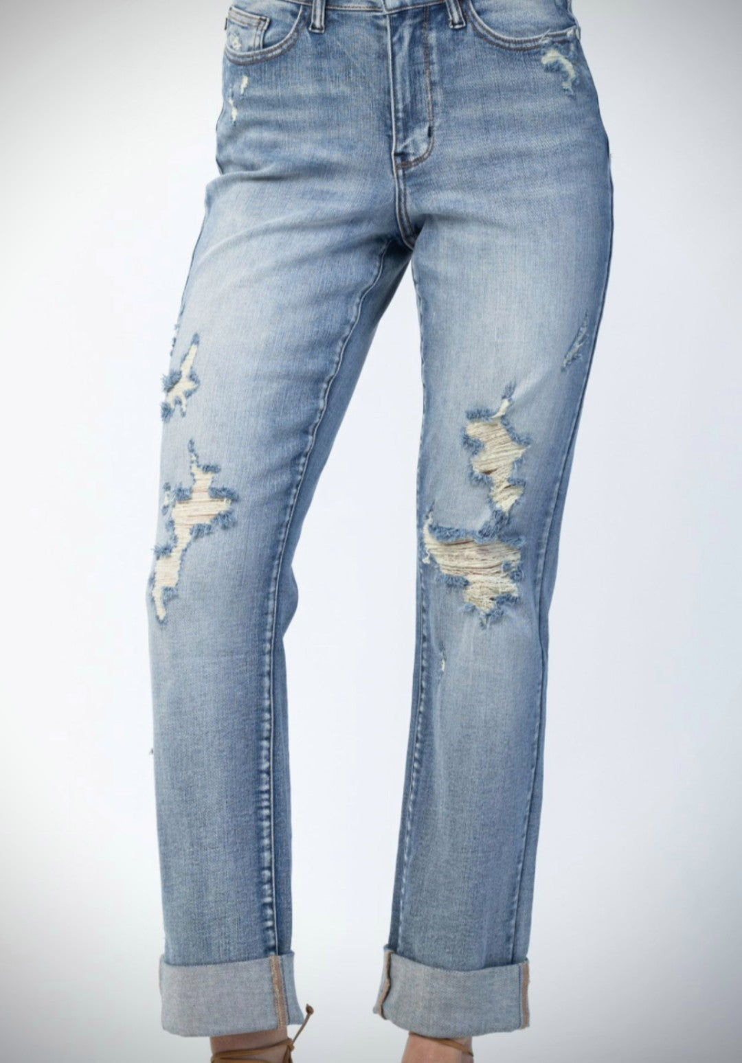 Judy Blue Distressed Roll Cuff - Size 31