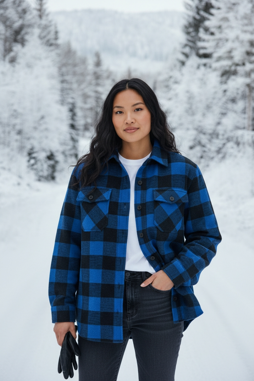 Classic Buffalo Check Shirt Jacket - Blue