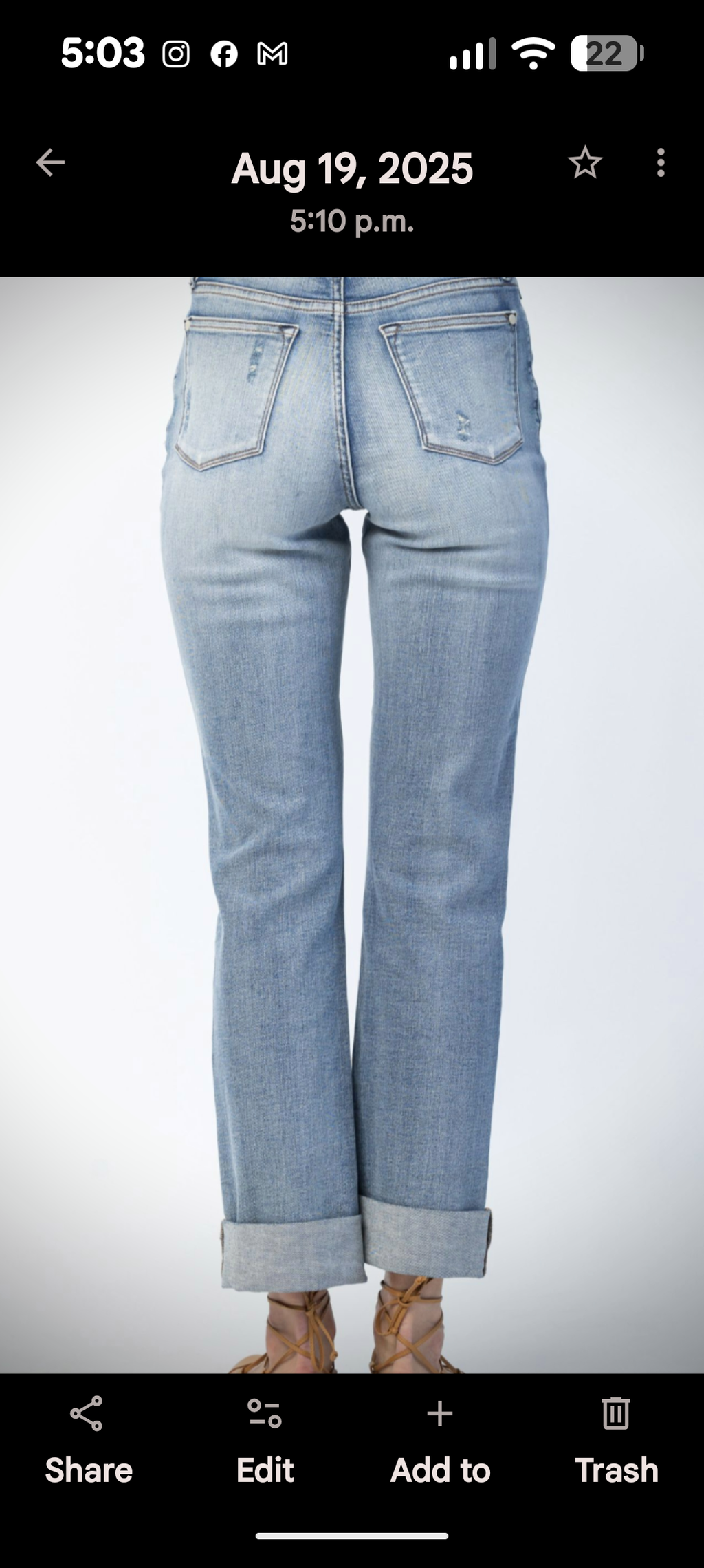 Judy Blue Distressed Roll Cuff - Size 31