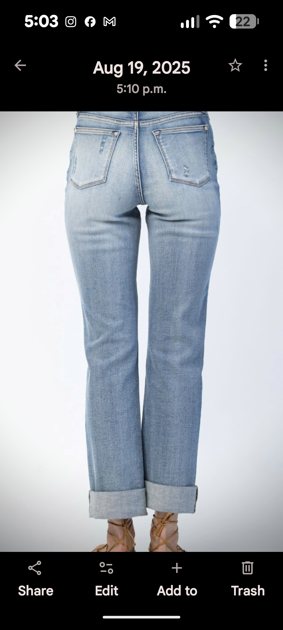 Judy Blue Distressed Roll Cuff - Size 31