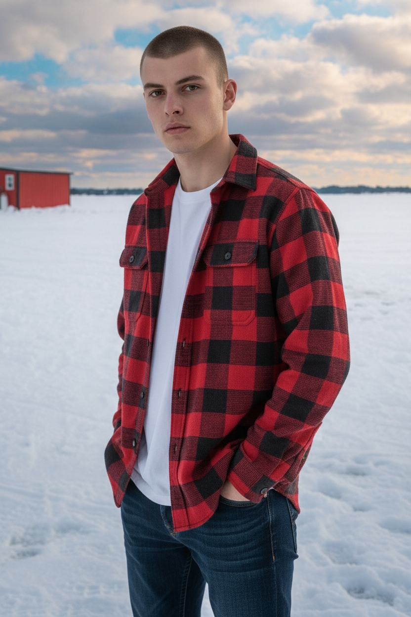 Classic Buffalo Check Shirt Jacket - Red